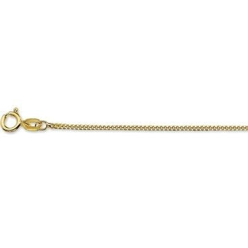 Geelgouden gourmette ketting van 9k met een dikte van 1,2 mm en een karabijnsluiting.