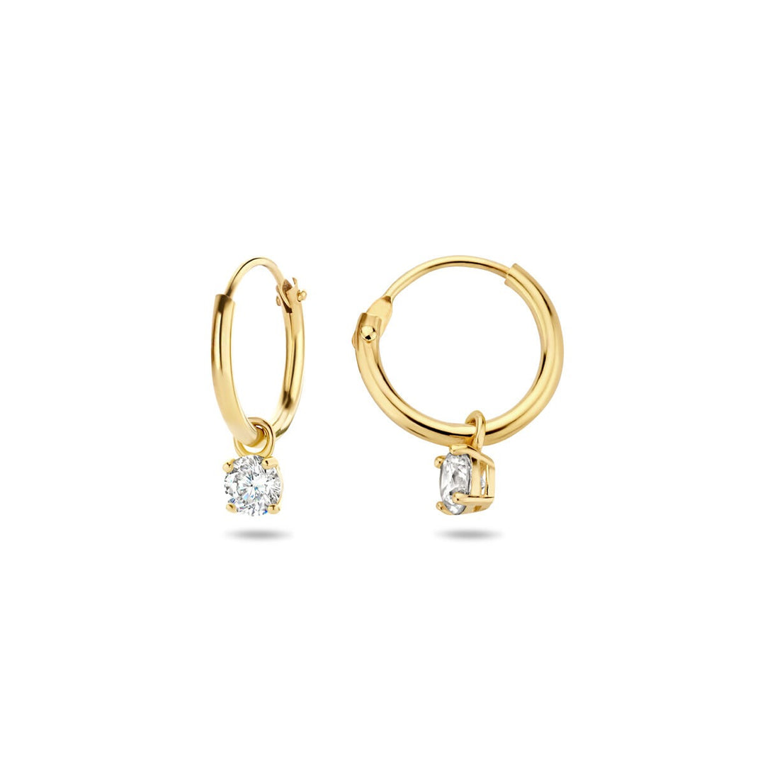 Gouden oorringen met zirkonia – 14k, chaton gezet