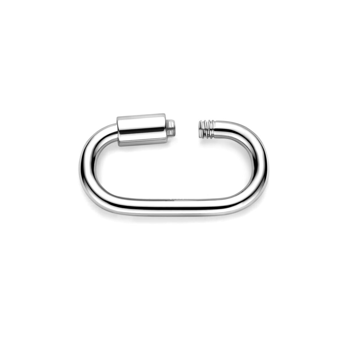 Connector in argento 925 rodiato, forma ovale e finitura lucida.