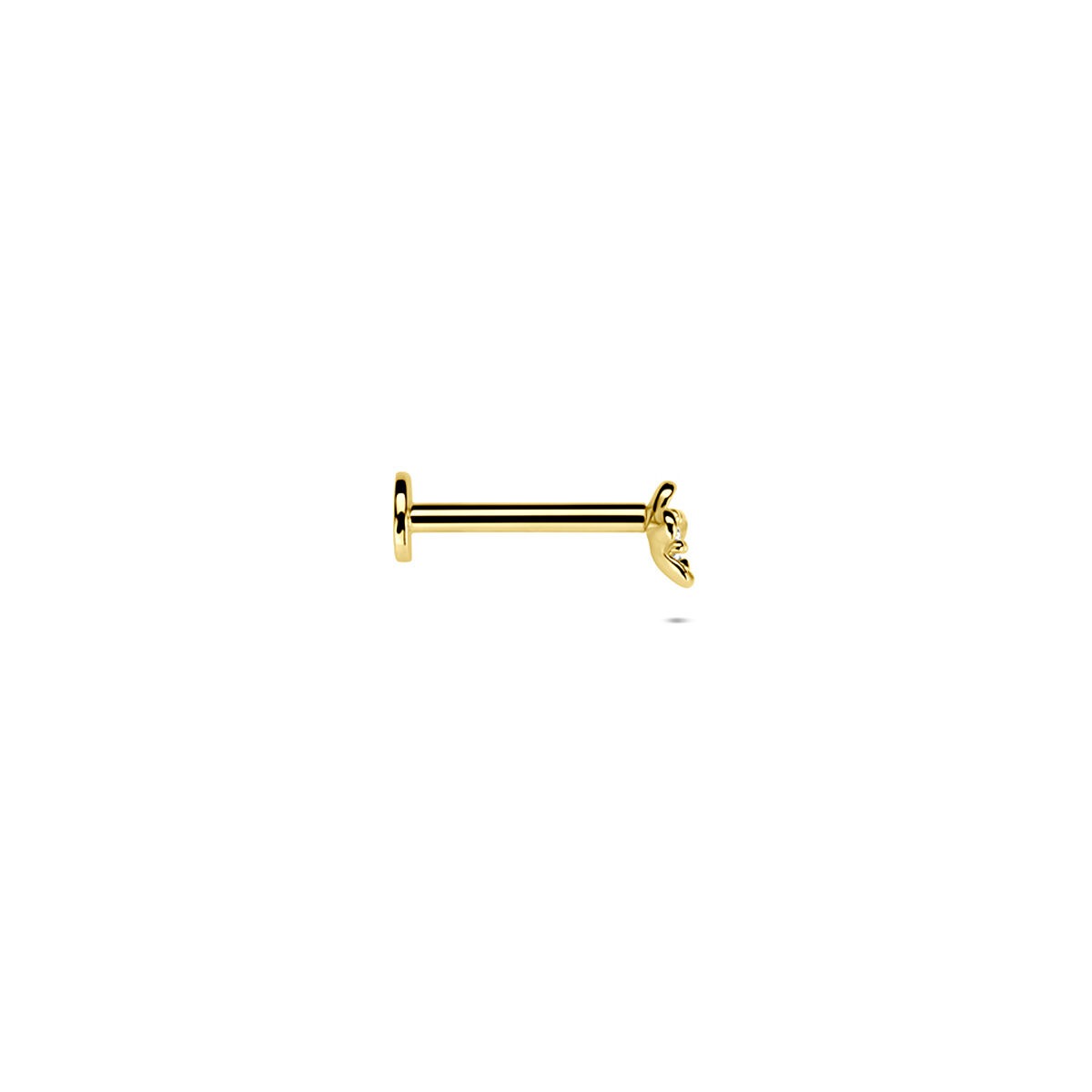 Piercing flat back in oro giallo 14k con zirconia – dettaglio a forma di fiore