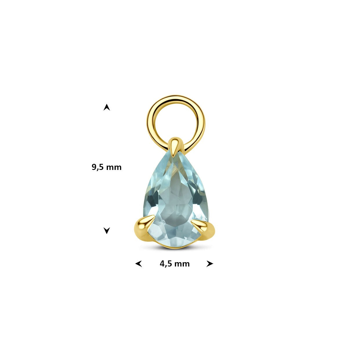 Ciondolo per orecchini a cerchio in oro giallo 14k con topazio blu