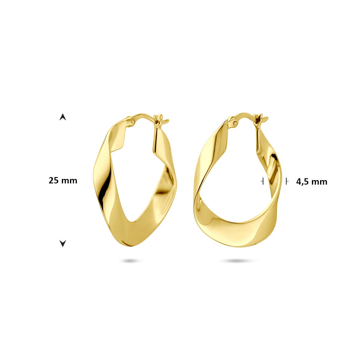 Creole placcate in oro – argento 925 con placcatura color oro giallo 25 mm