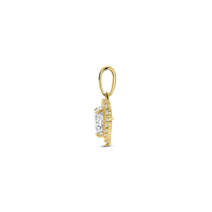 Gouden hanger met hart en zirkonia – 14k, entourage zetting