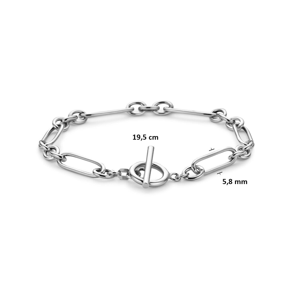 Bracciale a Maglie in Argento Rodiato Ancora