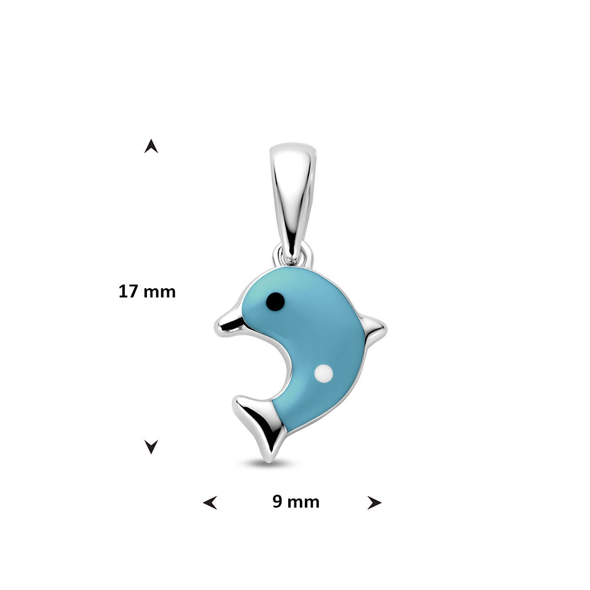 Ciondolo per bambini in argento a forma di delfino – argento rodiato 925 con smalto