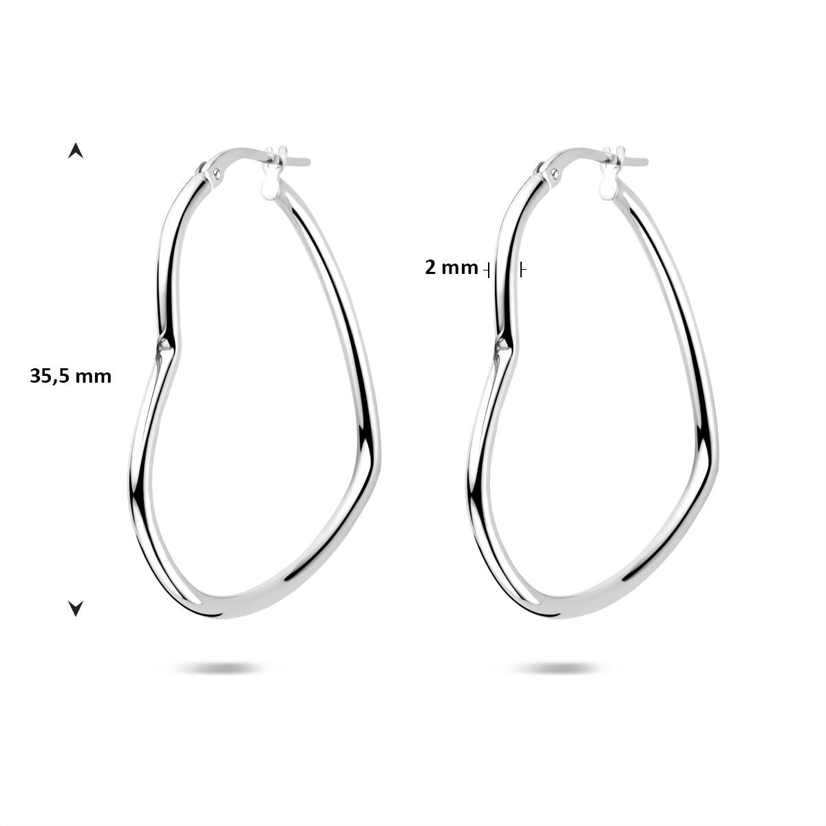 Orecchini a cerchio in argento a forma di cuore – argento 925 rodiato