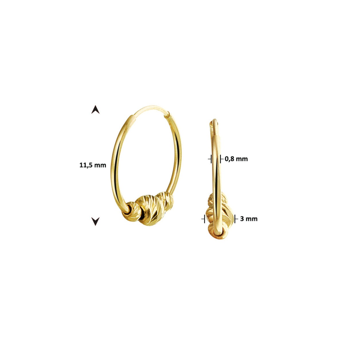 Orecchini a cerchio in oro con sferette – 14k