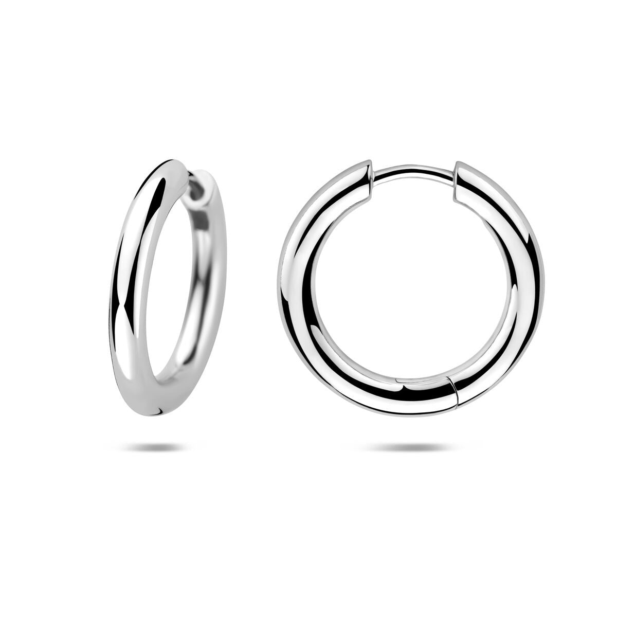 Orecchini a cerchio in argento rodiato – orecchini sottili da donna con finitura raffinata