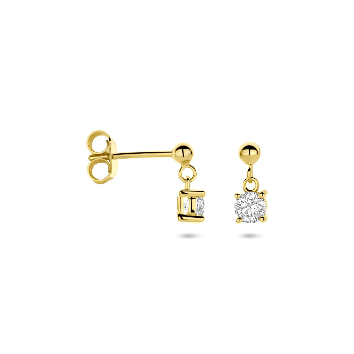 Orecchini pendenti in argento dorato con zirconia