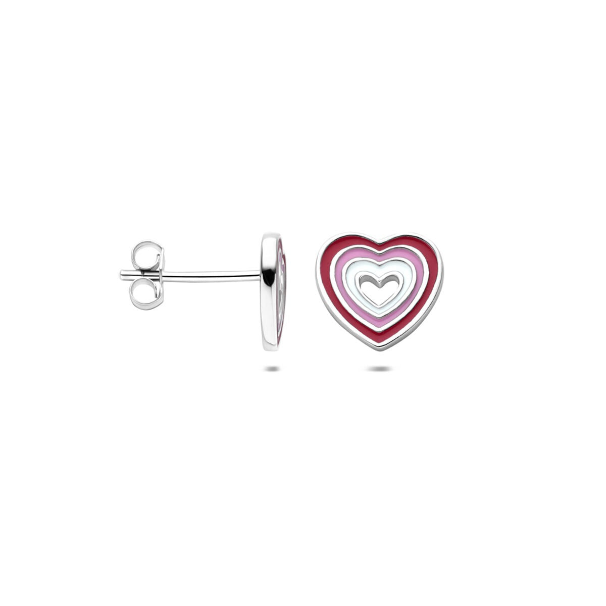 Orecchini a perno bambini a cuore in argento – gioiello rodiato per bambini 9 mm