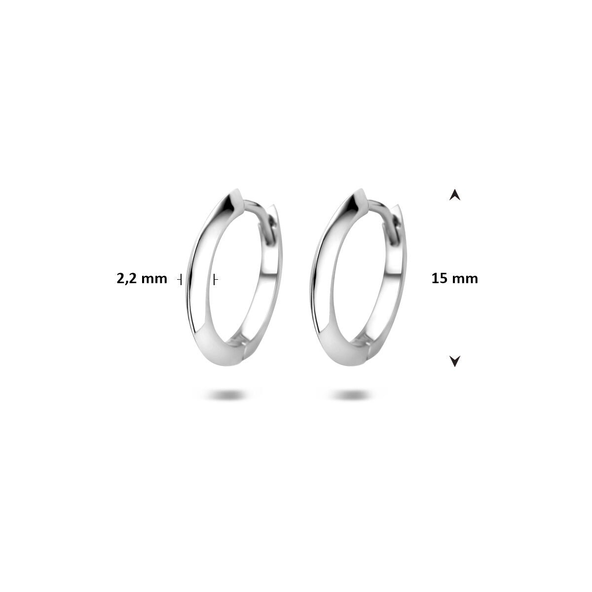 Orecchini a cerchio in argento rodiato da donna 15 mm