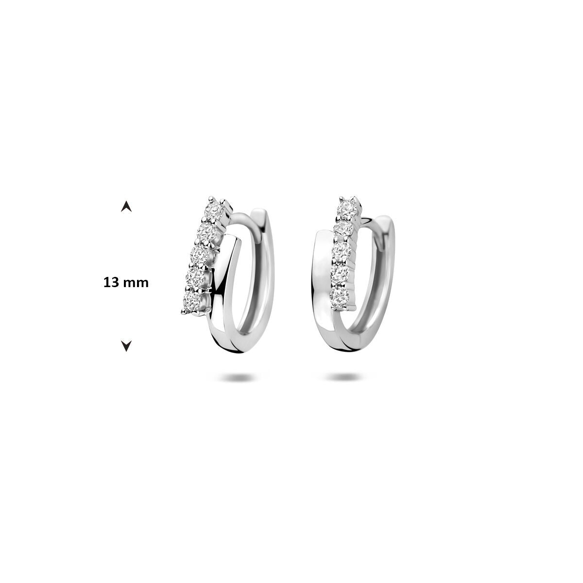 Orecchini a cerchio in argento con zircone – argento 925 rodiato 13 mm