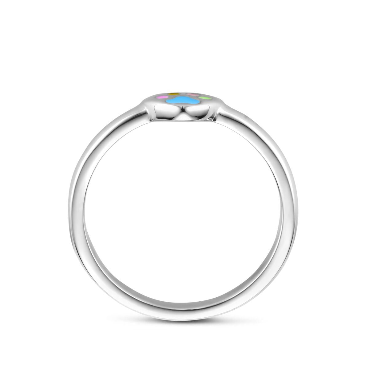 Anello per bambini in argento a forma di cuore con zampe di cane – argento 925 rodiato