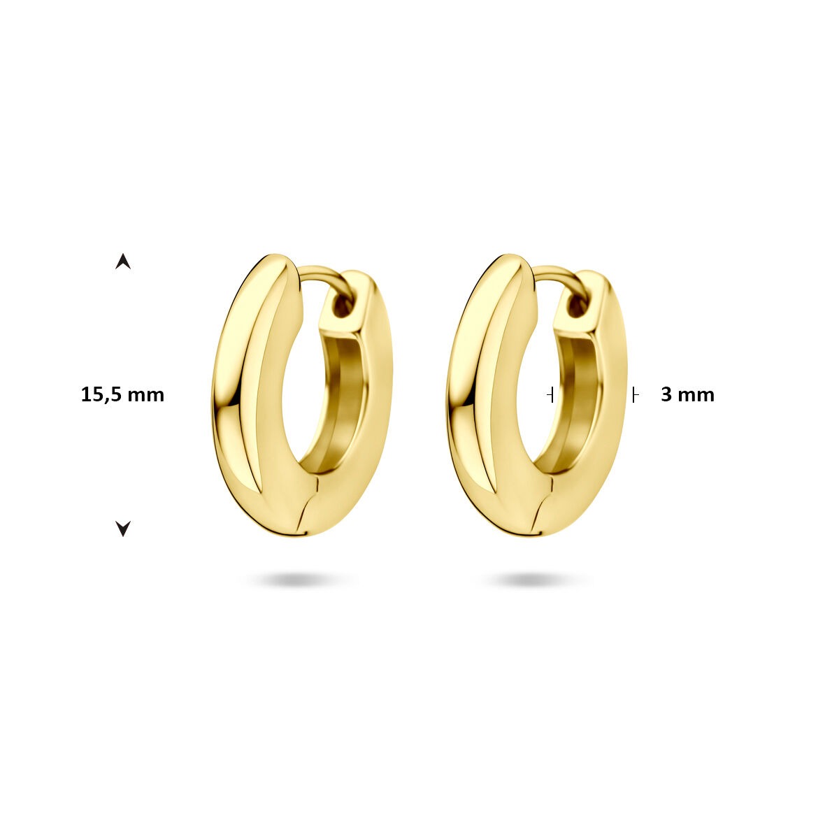 Orecchini a cerchio placcati oro in argento – argento 925 con placcatura color oro giallo 15,5 mm