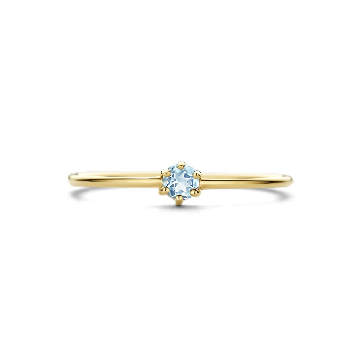 anello in oro giallo 14k con acquamarina – taglio brillante