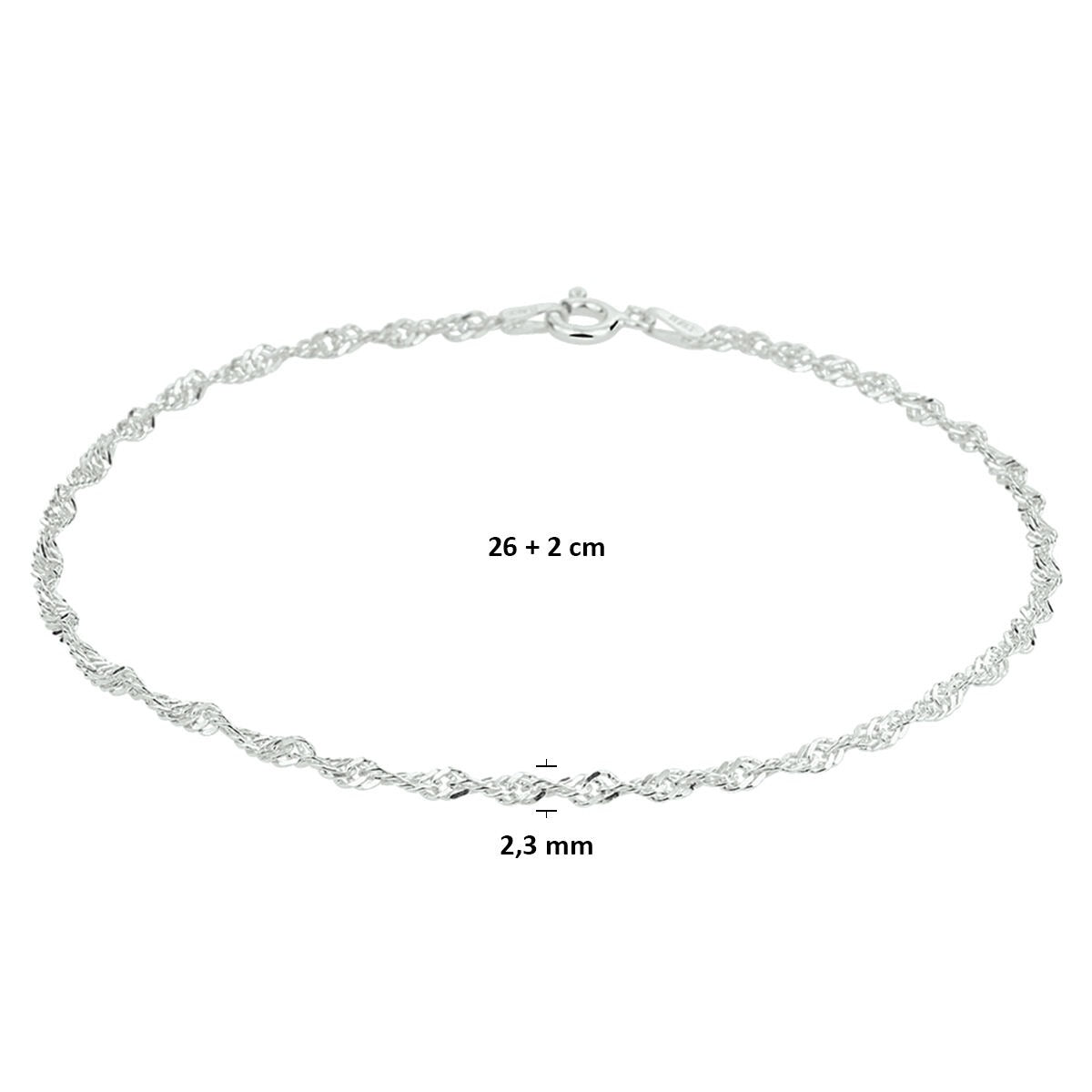 Cavigliera d'argento con maglia Singapore – elegante dettaglio estivo