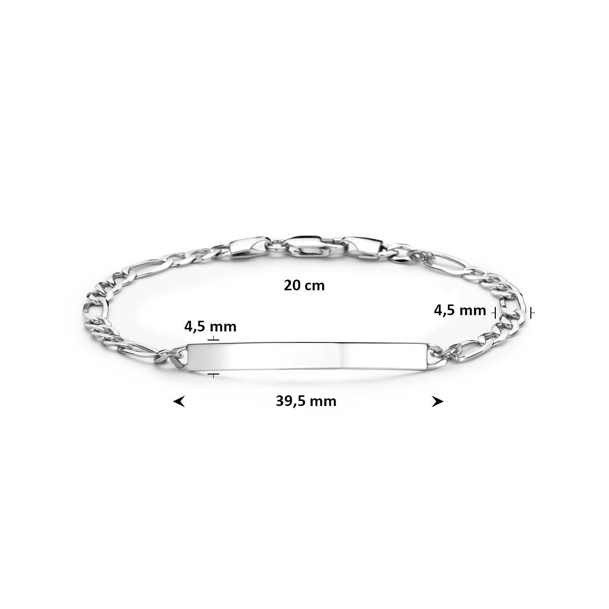 Gerhodineerd 925 zilveren heren graveerarmband