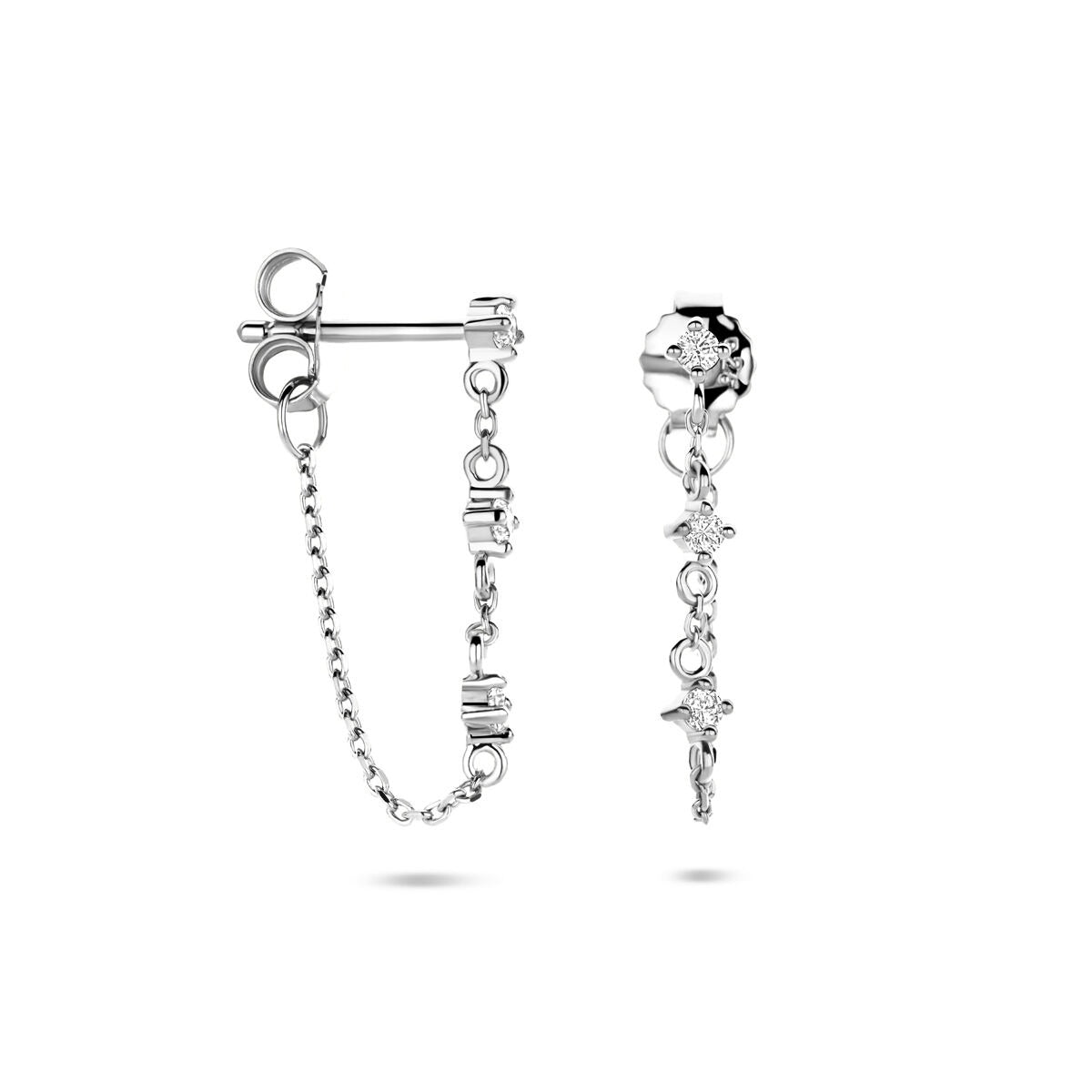 Orecchini pendenti in argento rodiato con zirconia – finezza scintillante