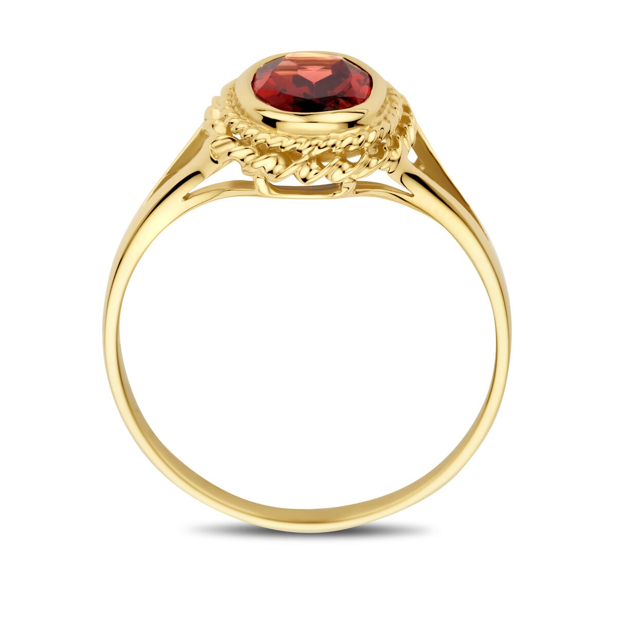 Anello in Oro Giallo 14k con Granato