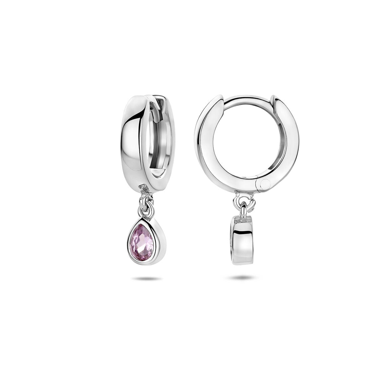Orecchini pendenti in argento 925 rodiato con zirconi rosa