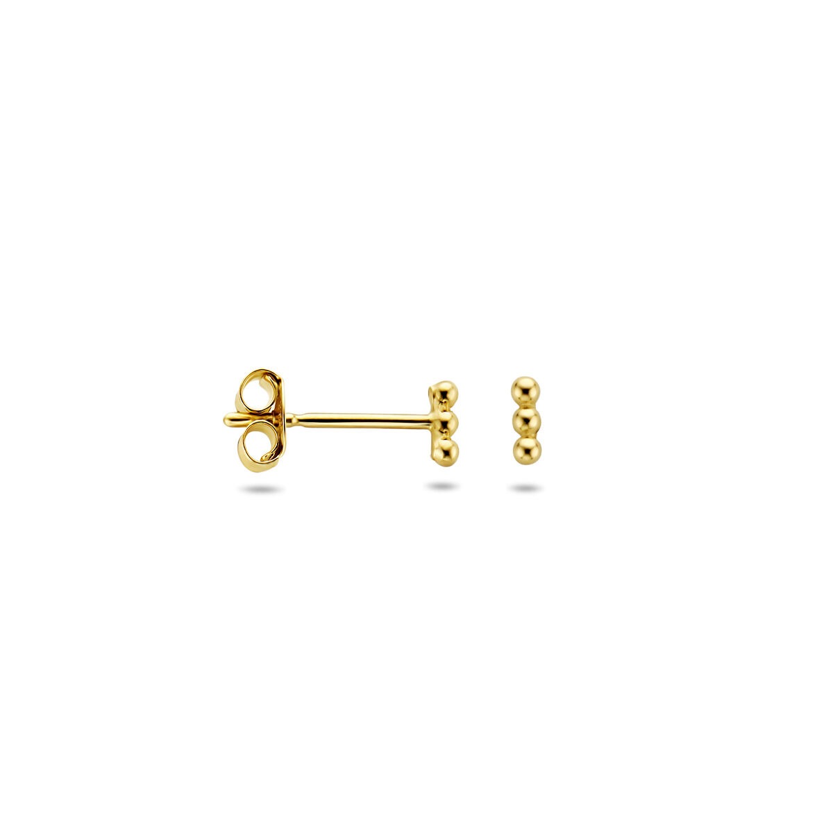 Orecchini a perno in oro con 3 pallini – 14k