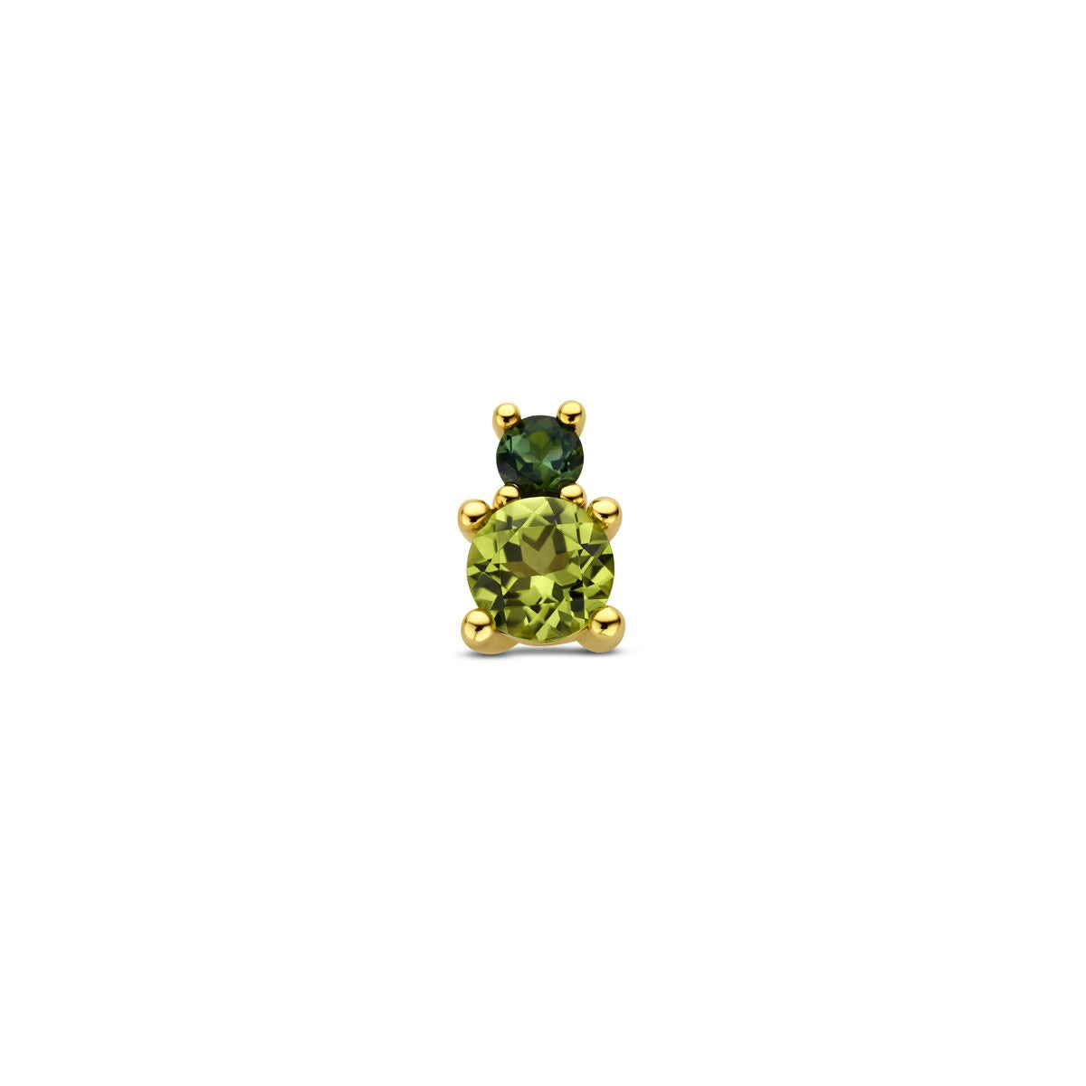 Pendente in oro giallo 14k con peridoto e tormalina verde.