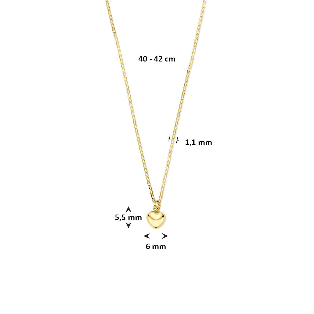 Collana in oro con cuoricino – collana da donna 14k 40 - 42 cm