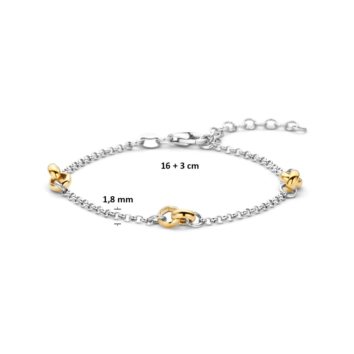 Verguld geel en gerhodineerd zilveren schakelarmband
