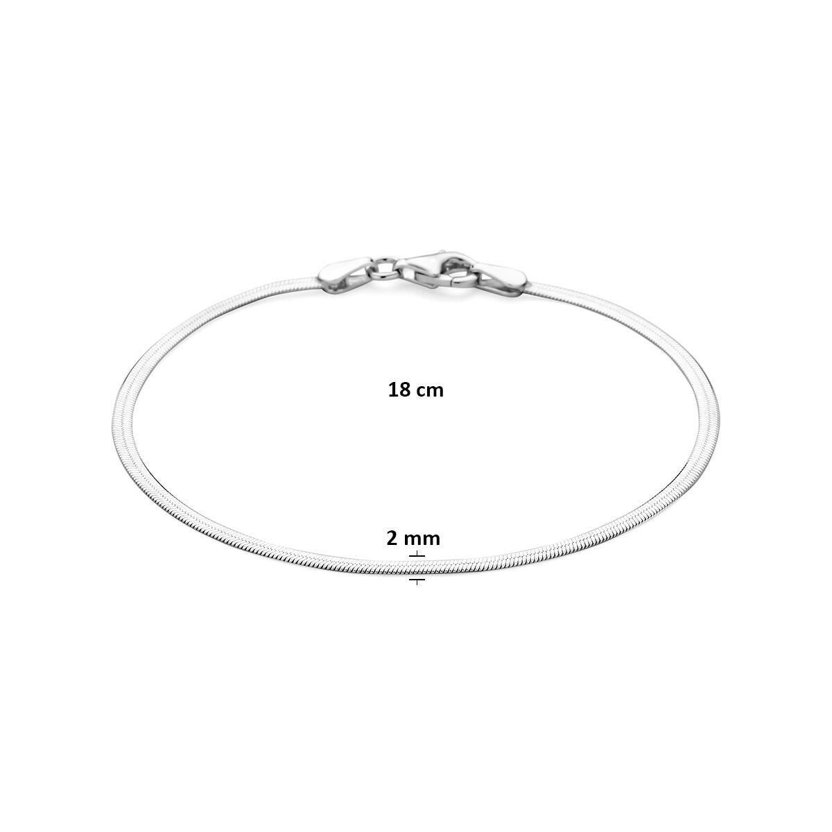 Bracciale serpente in argento 925 rodiato 2 mm