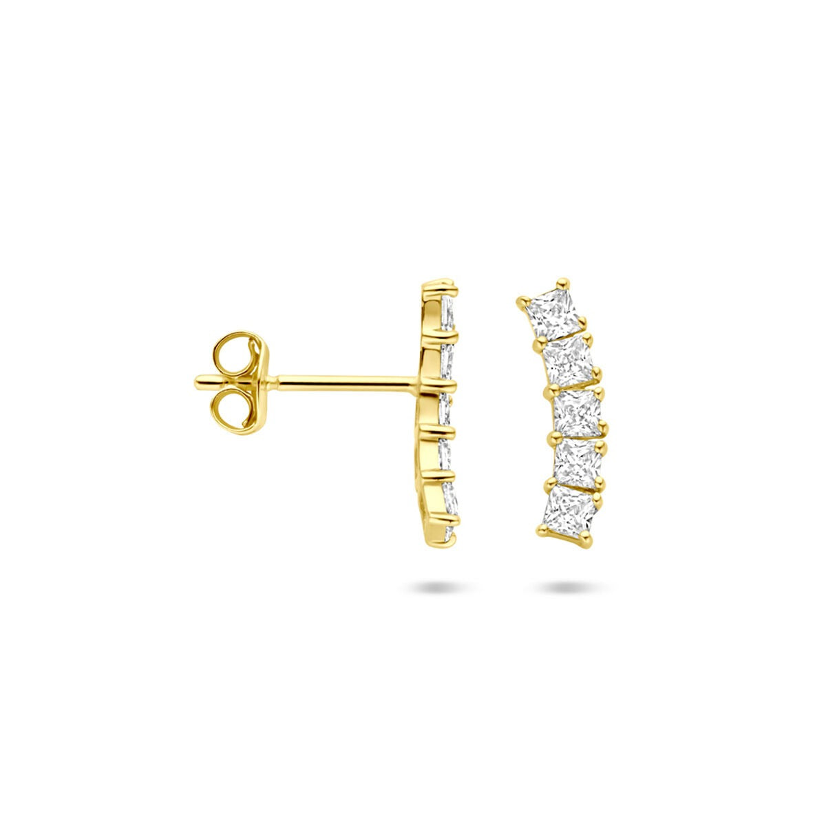 Orecchini a bottone in oro 14k con zirconia – 12 mm