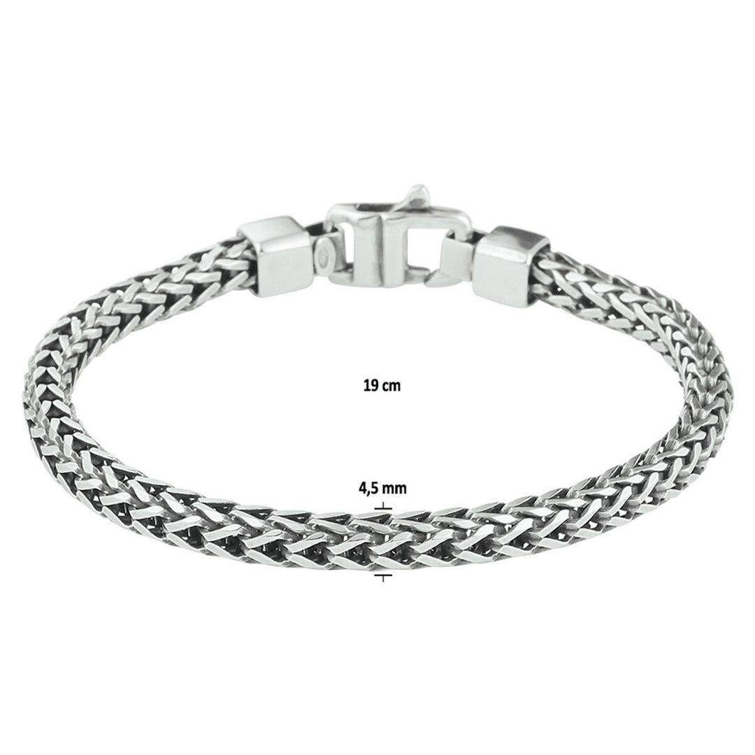 Geoxideerd 925 zilveren heren armband met vossestaartschakel