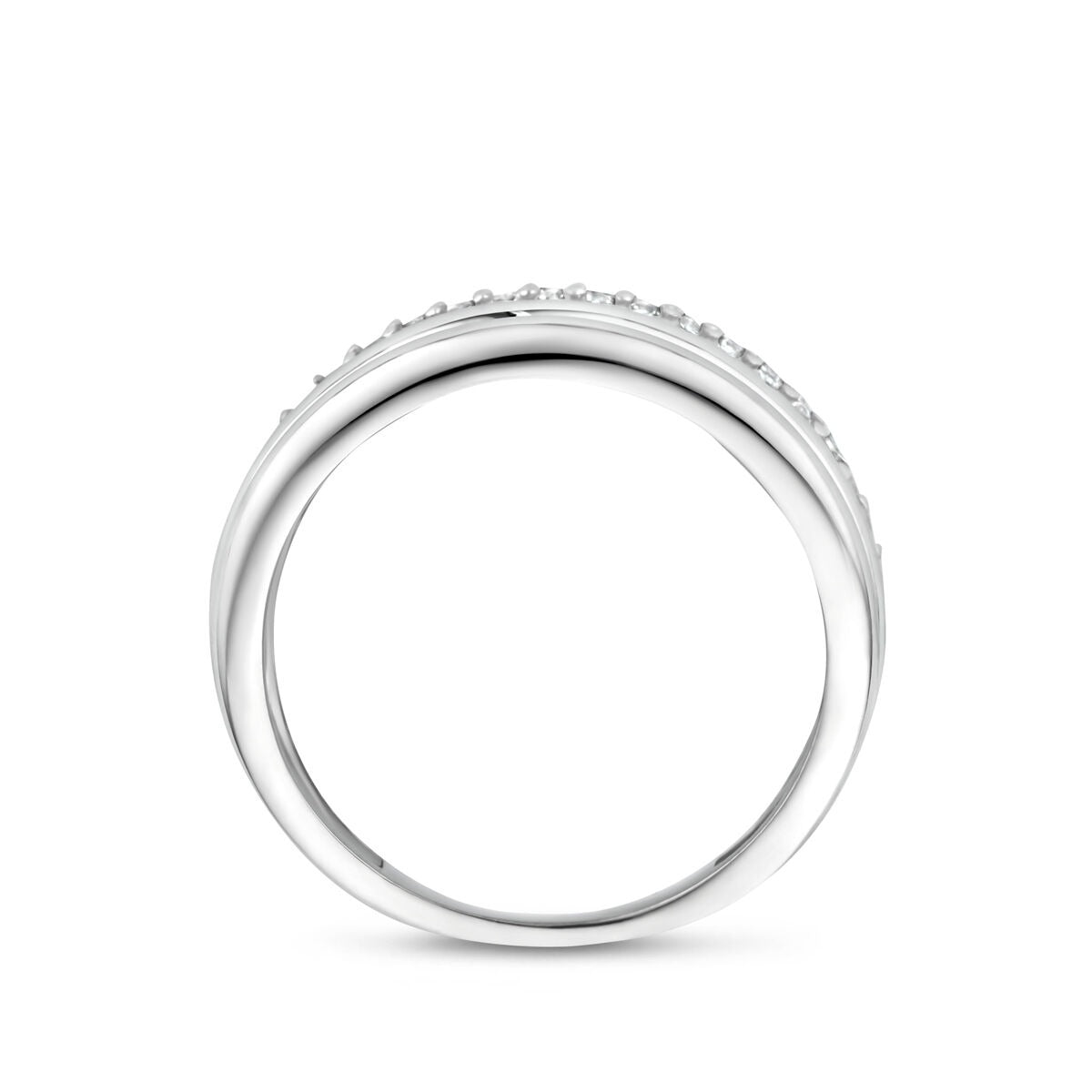 Anello in argento 925 rodiato con zirconi pavé