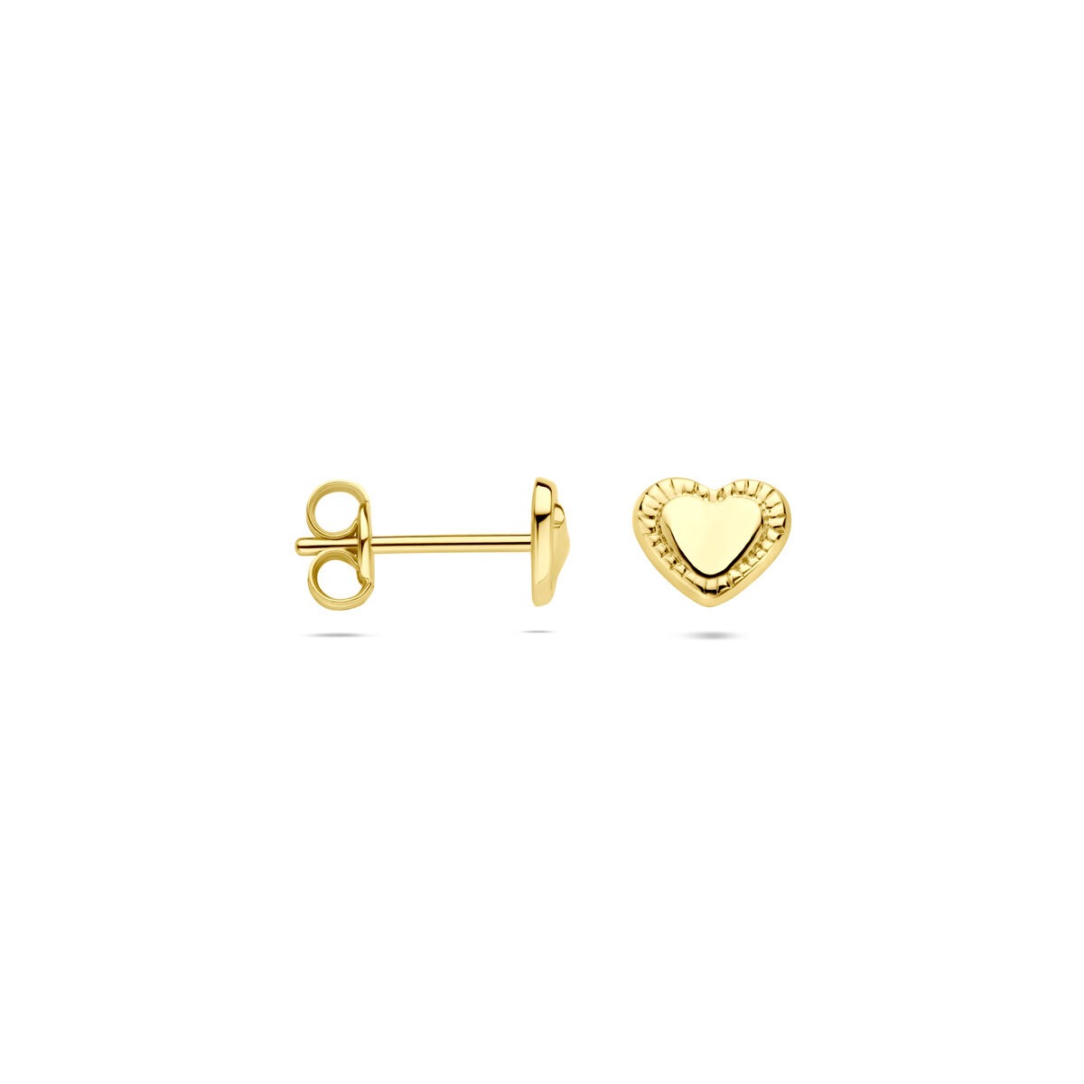 Orecchini a bottone in oro giallo 14k a forma di cuore 5x5.5mm