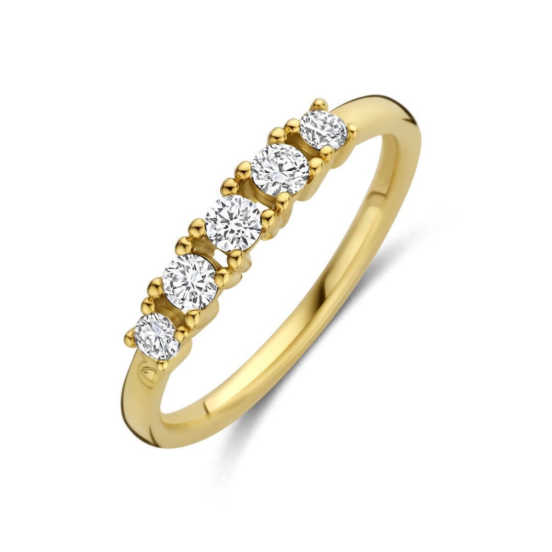 Gouden dames ring met lab grown diamant – 14k geelgoud