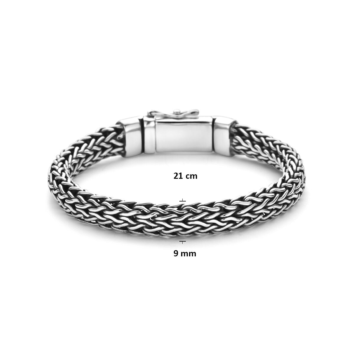 Bracciale in argento 925 ossidato a coda di volpe 9 mm