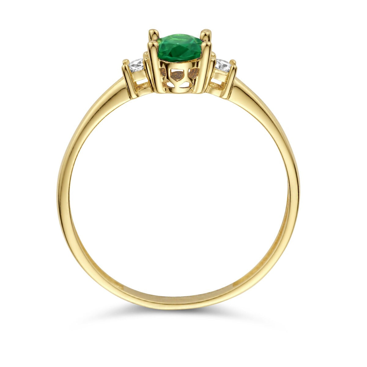 Anello in Oro Giallo 14k con Zirconia Verde – Taglio Ovale