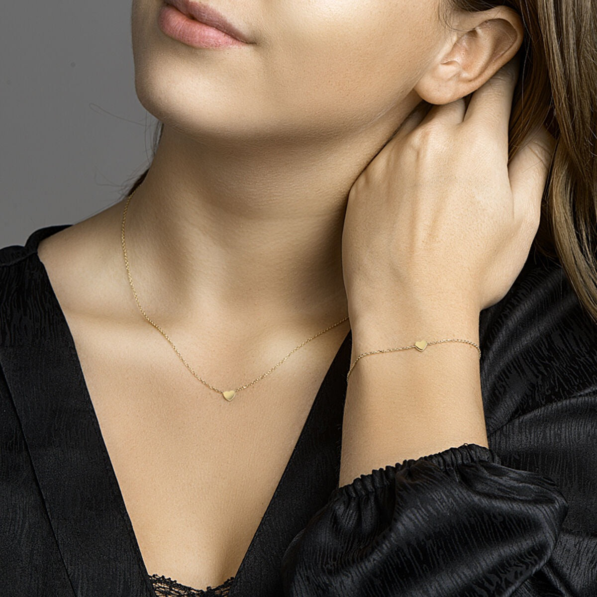 Bracciale in oro giallo 14k con cuore