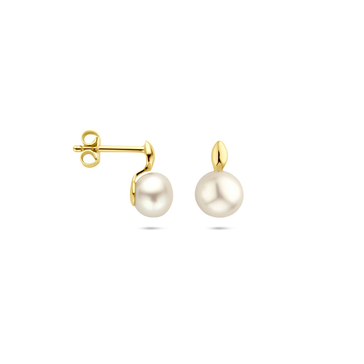 Orecchini a bottone in oro giallo 14k con perla