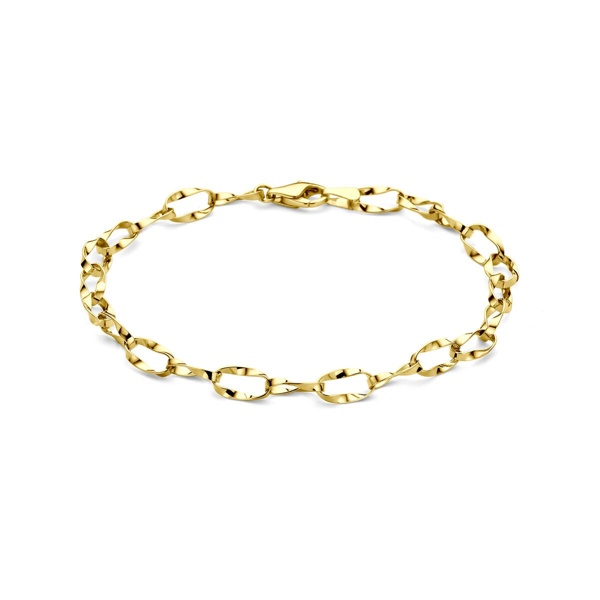 Bracciale da donna in oro 14k con maglie a forma di anello.
