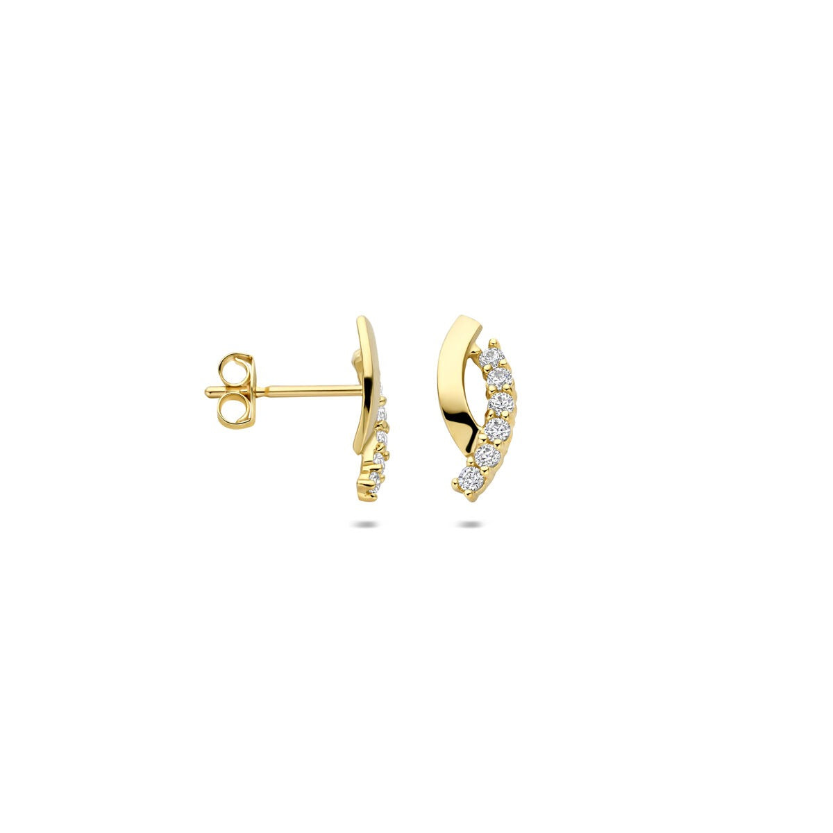 Orecchini a bottone in oro giallo 9k con zirconia Entourage