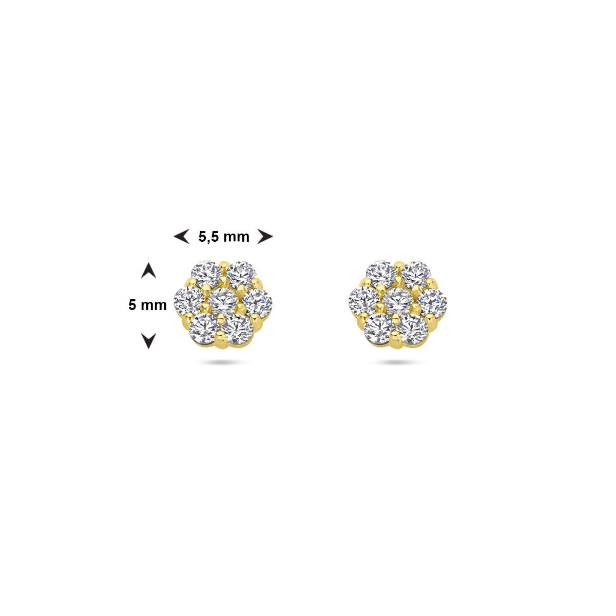 Orecchini a lobo per bambini in oro giallo 14k – forma di fiore con zirconi