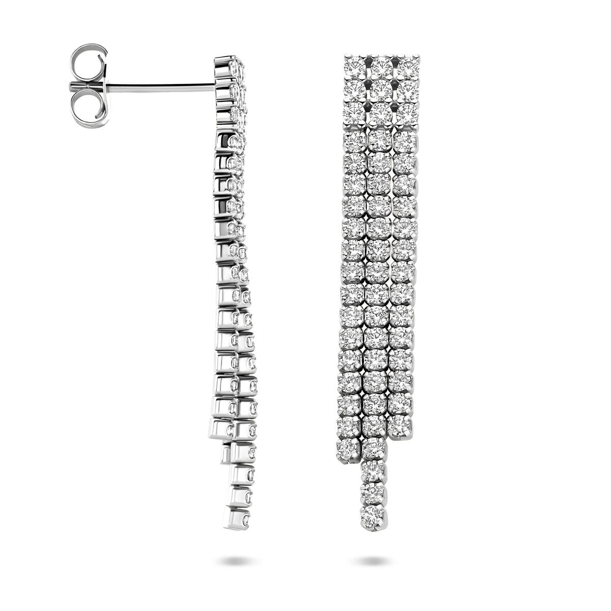 Orecchini pendenti da donna in argento con zirconi – montatura entourage 36 mm