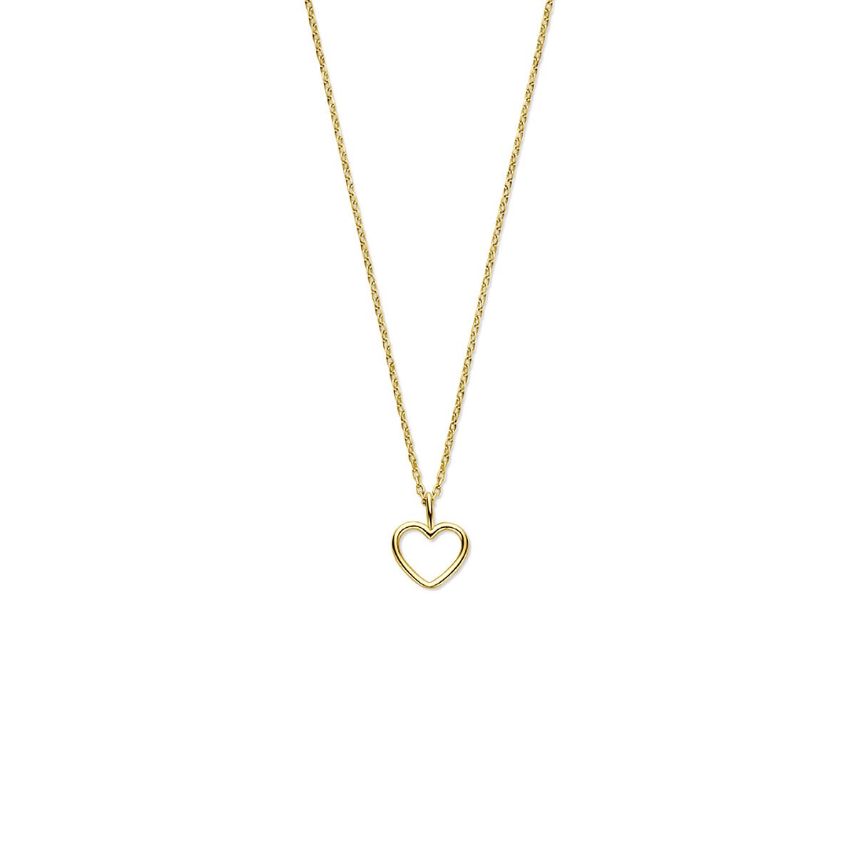 Collana in oro giallo con pendente a forma di cuore in 14 carati.