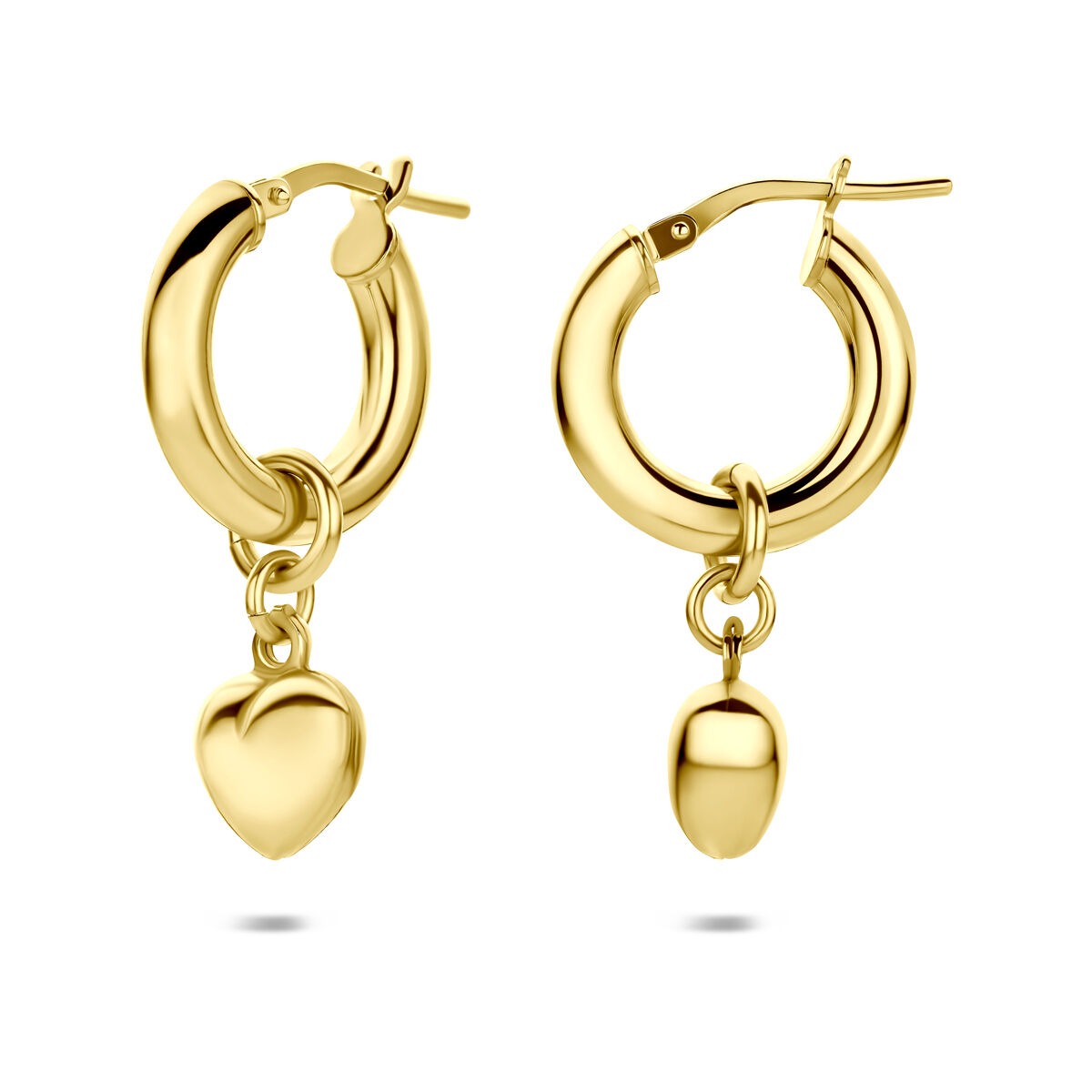 Orecchini a Cerchio in Argento 925 Dorato con Cuoricino da Donna