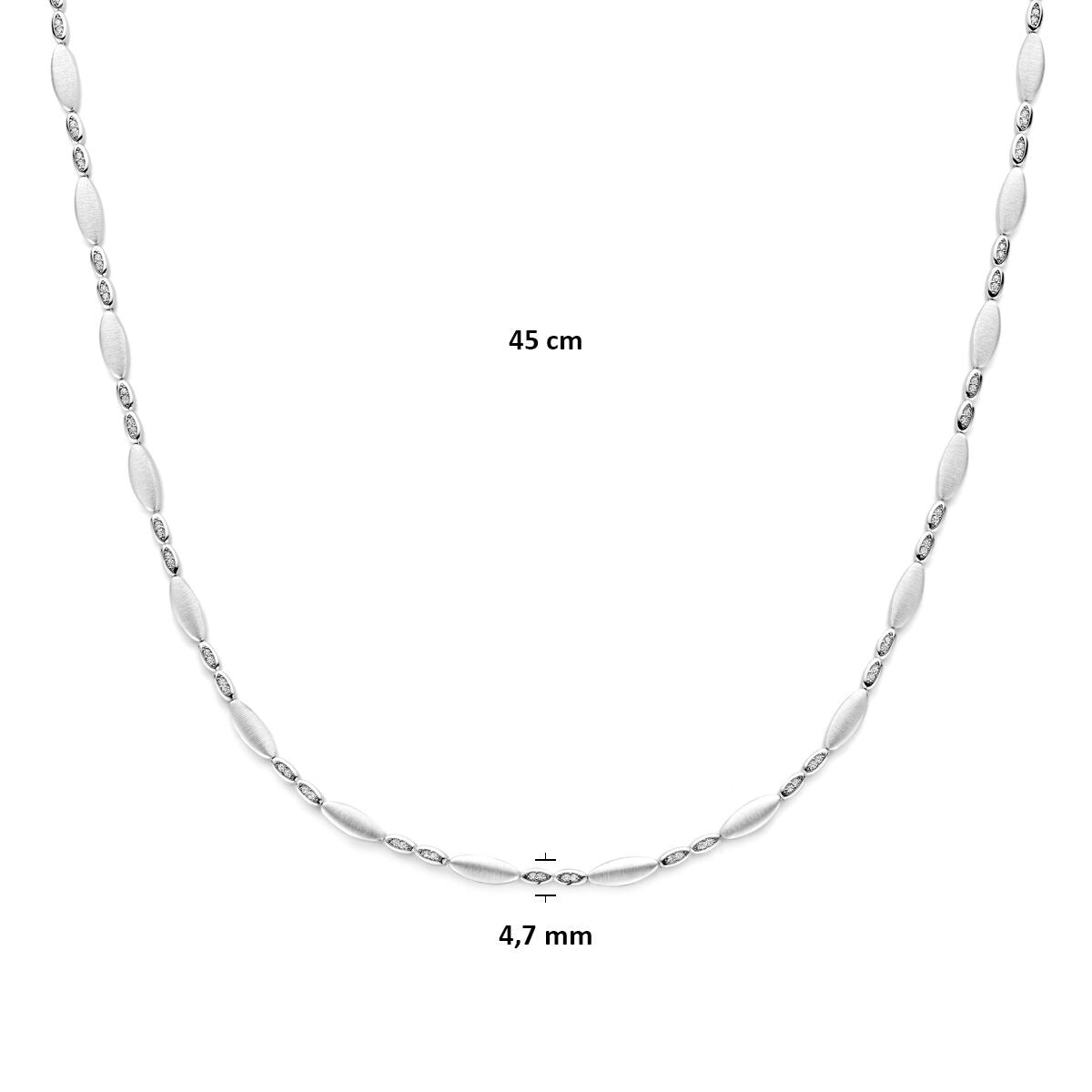 Collana in argento con zirconia da donna 4,7 mm 45 cm