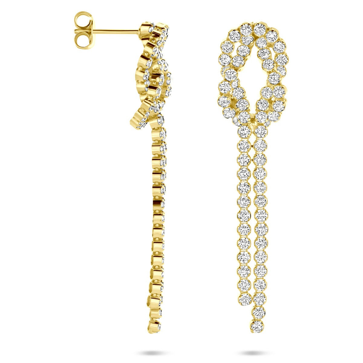 Orecchini pendenti in argento dorato con zirconi – 53 mm