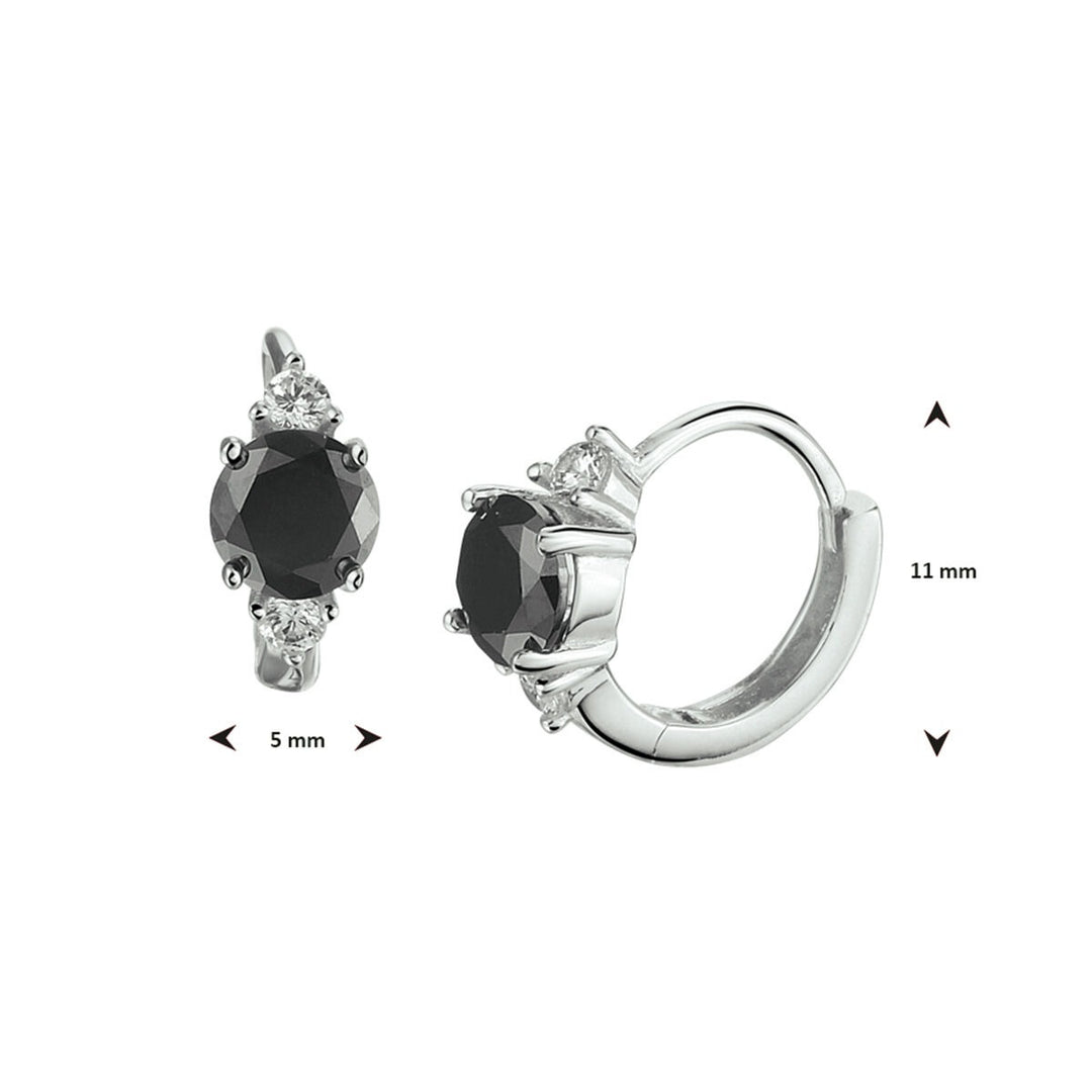 Zilveren klapoorringen met zwarte zirkonia – gerhodineerd 925