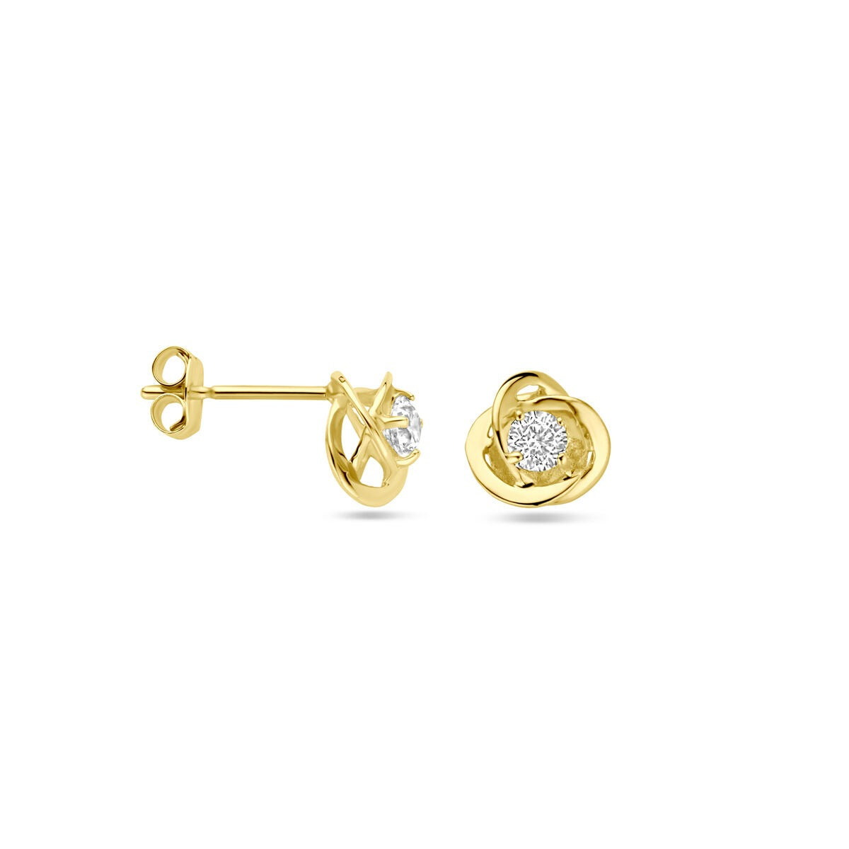 Orecchini a bottone color oro giallo 9k con zirconia – 7 mm