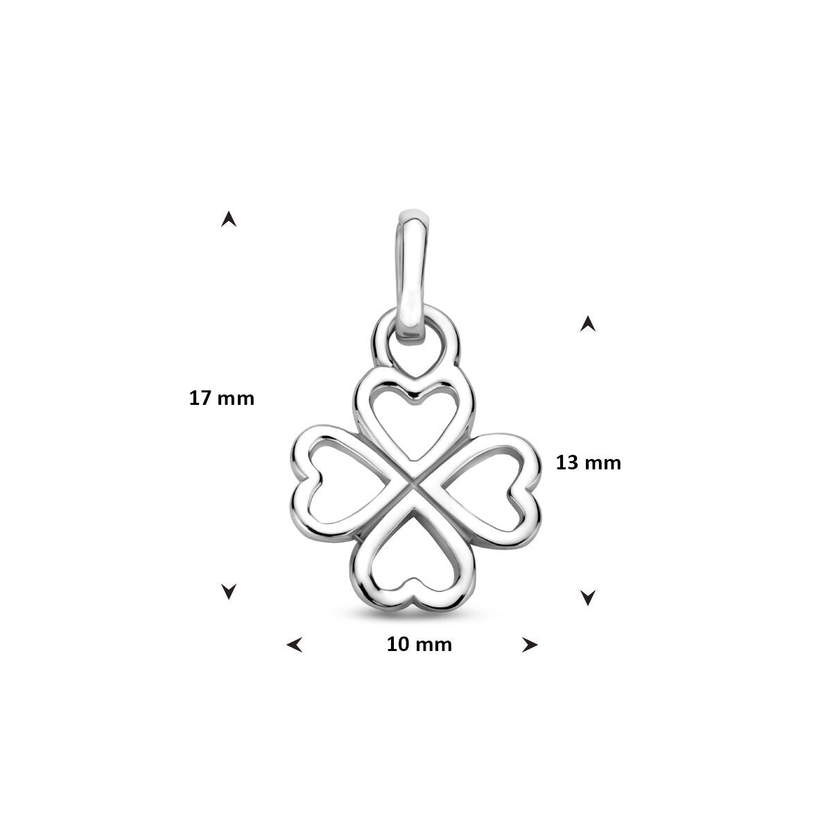 Ciondolo trifoglio in argento 925 placcato rodio – 17 mm