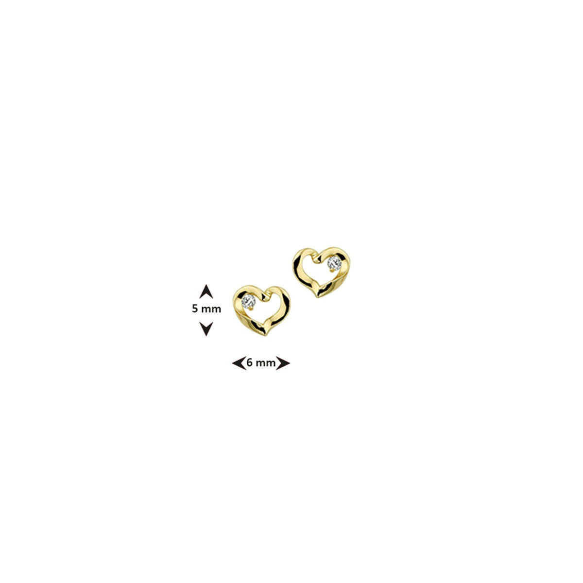 Orecchini a lobo cuore in oro con zirconi – 14k